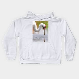 Whooping Crane In Water Kids Hoodie